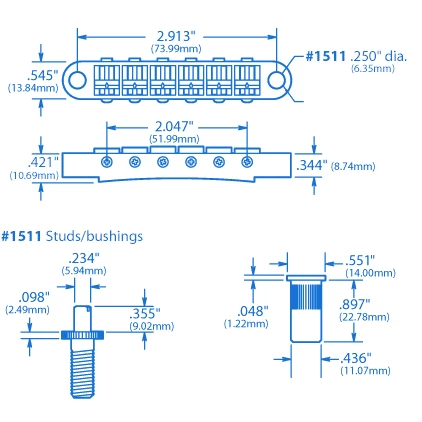 Gotoh Tune-o-matic Bridge With Studs/Bushings - StewMac - Image 4